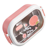 Bento Lunch Box Portable Safe Leakproof Divided Stainless Steel Thermal Lunch Box for Students School Office Pink - Extra Image