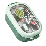 Bento Lunch Box Portable Safe Leakproof Divided Stainless Steel Thermal Lunch Box for Students School Office Green