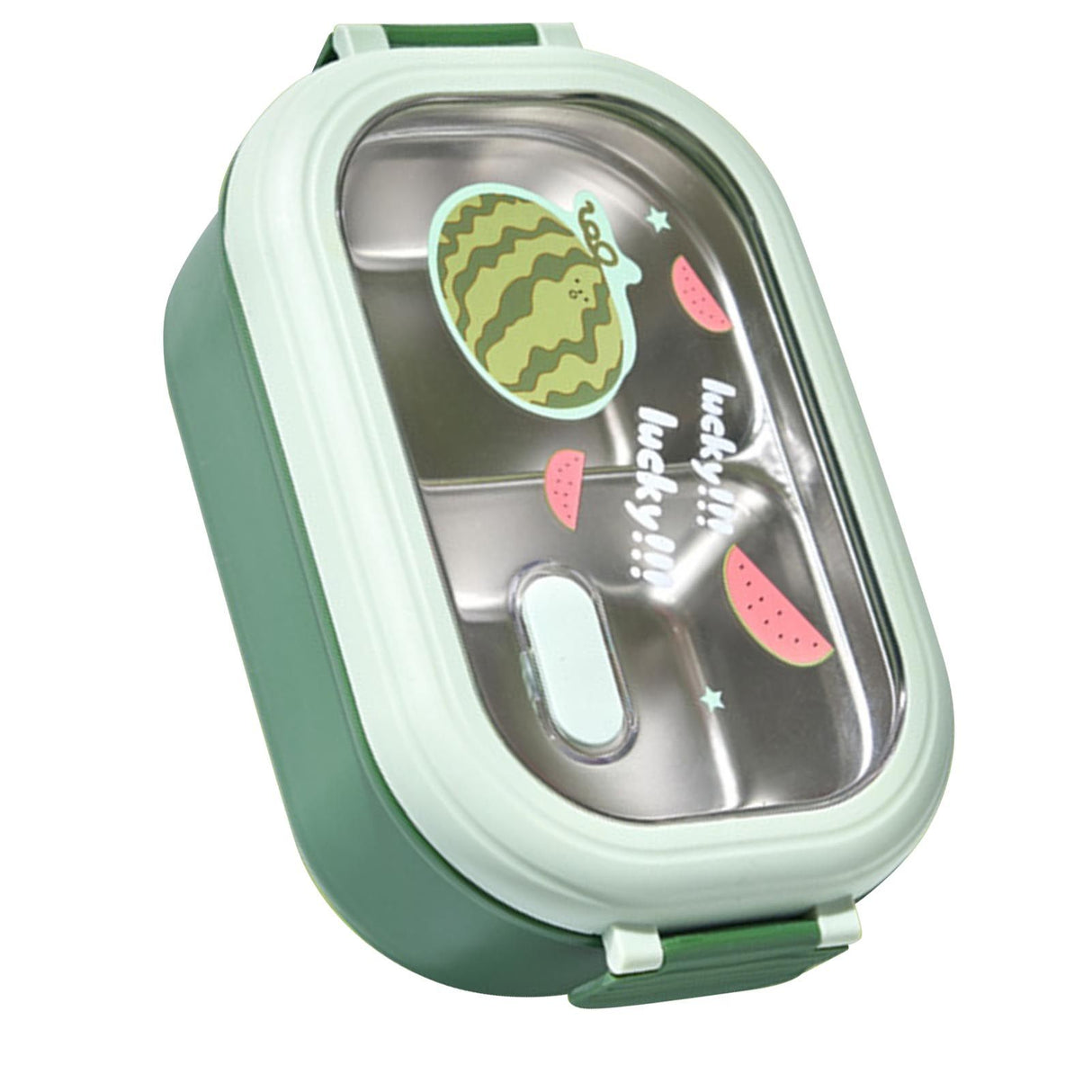 Bento Lunch Box Portable Safe Leakproof Divided Stainless Steel Thermal Lunch Box for Students School Office Green