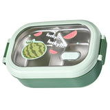 Bento Lunch Box Portable Safe Leakproof Divided Stainless Steel Thermal Lunch Box for Students School Office Green - Extra Image
