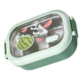 Bento Lunch Box Portable Safe Leakproof Divided Stainless Steel Thermal Lunch Box for Students School Office Green