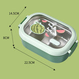 Bento Lunch Box Portable Safe Leakproof Divided Stainless Steel Thermal Lunch Box for Students School Office Green