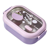 Bento Lunch Box Portable Safe Leakproof Divided Stainless Steel Thermal Lunch Box for Students School Office Purple - Front View