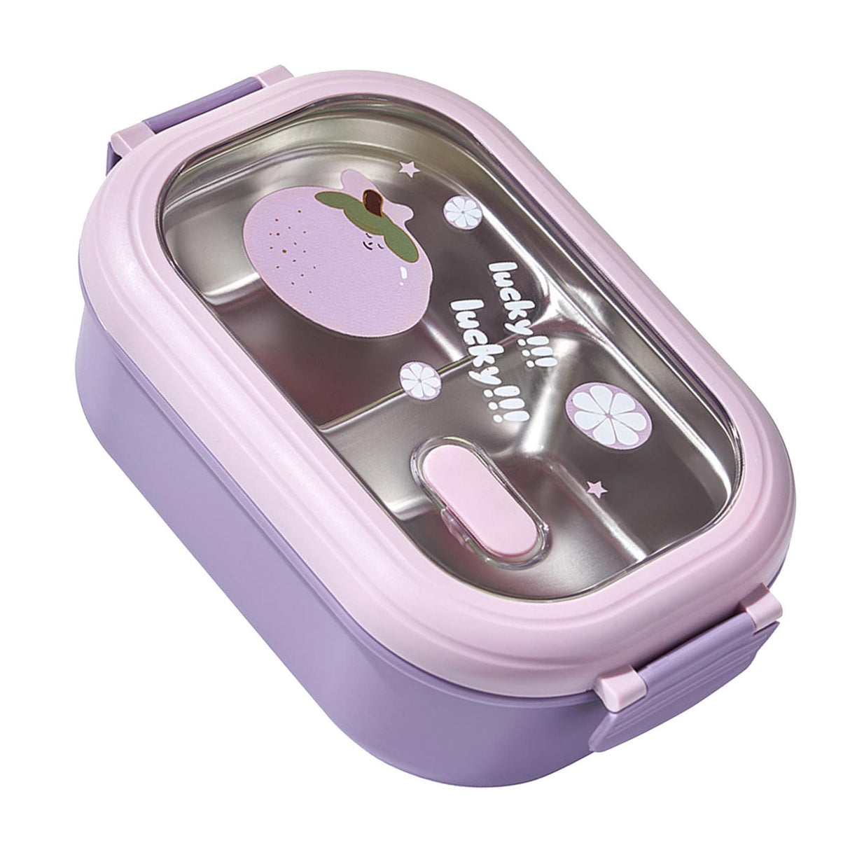 Bento Lunch Box Portable Safe Leakproof Divided Stainless Steel Thermal Lunch Box for Students School Office Purple
