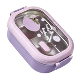 Bento Lunch Box Portable Safe Leakproof Divided Stainless Steel Thermal Lunch Box for Students School Office Purple - Side View
