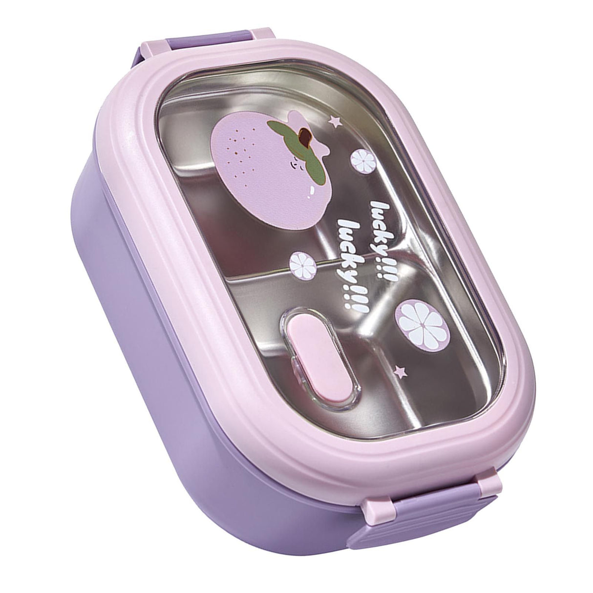 Bento Lunch Box Portable Safe Leakproof Divided Stainless Steel Thermal Lunch Box for Students School Office Purple