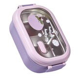 Bento Lunch Box Portable Safe Leakproof Divided Stainless Steel Thermal Lunch Box for Students School Office Purple