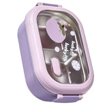 Bento Lunch Box Portable Safe Leakproof Divided Stainless Steel Thermal Lunch Box for Students School Office Purple - 45-Degree Angle
