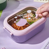 Bento Lunch Box Portable Safe Leakproof Divided Stainless Steel Thermal Lunch Box for Students School Office Purple