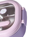 Bento Lunch Box Portable Safe Leakproof Divided Stainless Steel Thermal Lunch Box for Students School Office Purple - Close-Up Angle