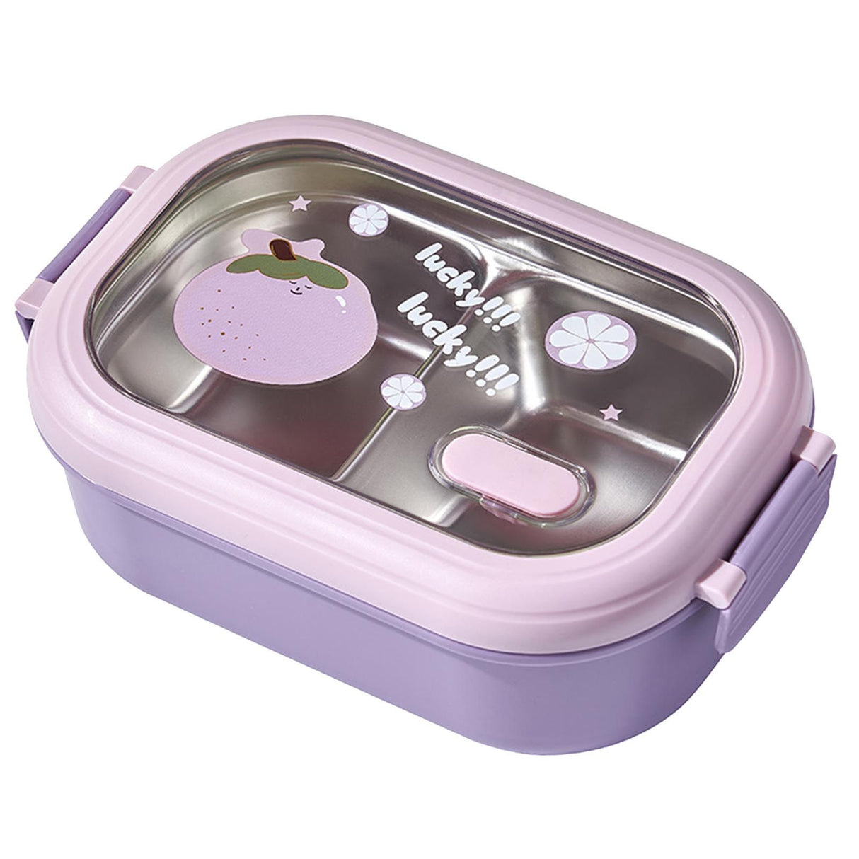 Bento Lunch Box Portable Safe Leakproof Divided Stainless Steel Thermal Lunch Box for Students School Office Purple