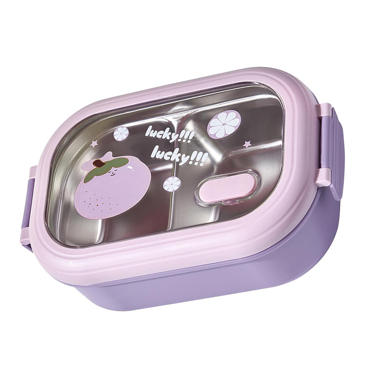 Bento Lunch Box Portable Safe Leakproof Divided Stainless Steel Thermal Lunch Box for Students School Office Purple