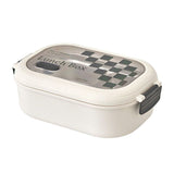 2 Compartment Bento Box Heat Preservation Stainless Steel Interlayer Lunch Box Airtight Portable Food Storage Containers for School Office Grid