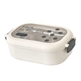 2 Compartment Bento Box Heat Preservation Stainless Steel Interlayer Lunch Box Airtight Portable Food Storage Containers for School Office Dot - Front View