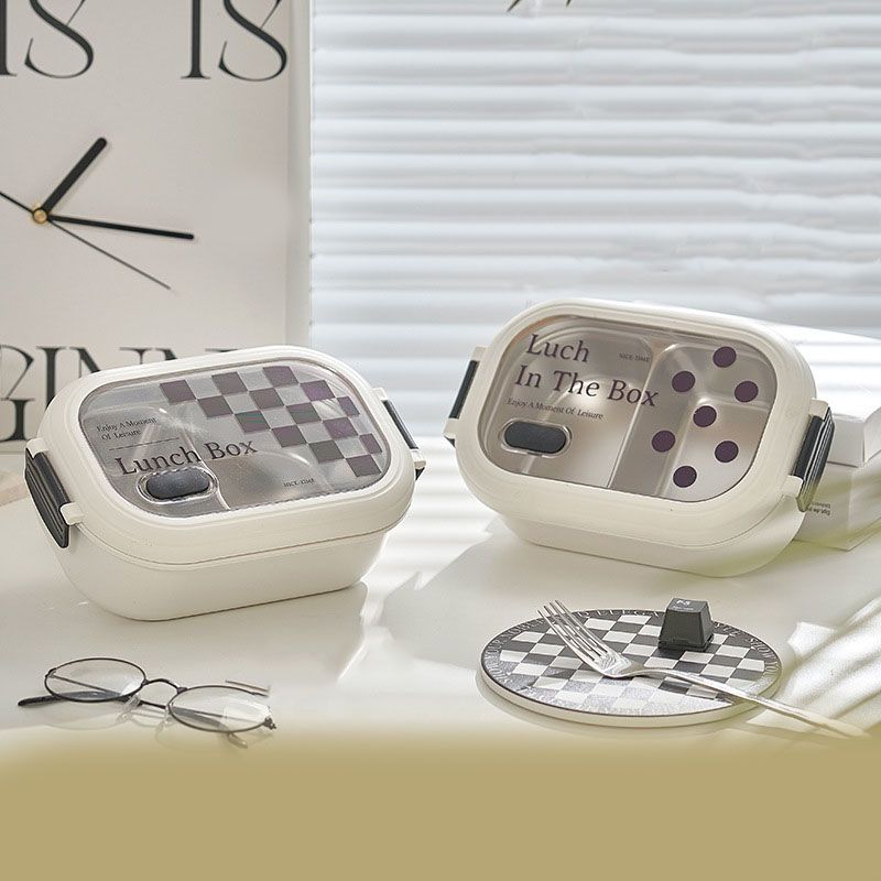 2 Compartment Bento Box Heat Preservation Stainless Steel Interlayer Lunch Box Airtight Portable Food Storage Containers for School Office Dot
