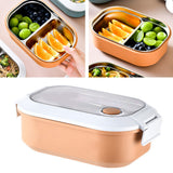 Lunch Box Stainless Steel Insulation Leakproof Cute Design Portable Bento Box for School Office Orange - Side View
