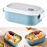 Lunch Box Stainless Steel Insulation Leakproof Cute Design Portable Bento Box for School Office Blue - Top-Down View