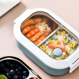 Lunch Box Stainless Steel Insulation Leakproof Cute Design Portable Bento Box for School Office Blue - 45-Degree Angle
