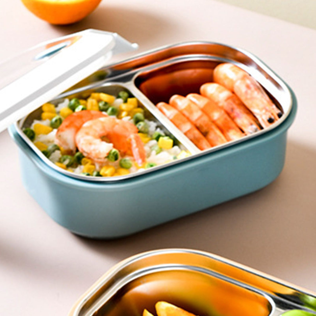 Lunch Box Stainless Steel Insulation Leakproof Cute Design Portable Bento Box for School Office Blue