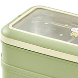 Stainless Steel Insulated Lunch Box Multiple Compartments Fashionable Safe Stainless Steel Bento Box for Students Kids Green