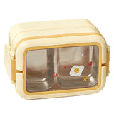 Stainless Steel Insulated Lunch Box Multiple Compartments Fashionable Safe Stainless Steel Bento Box for Students Kids Cream - Top-Down View