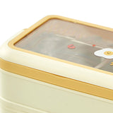 Stainless Steel Insulated Lunch Box Multiple Compartments Fashionable Safe Stainless Steel Bento Box for Students Kids Cream