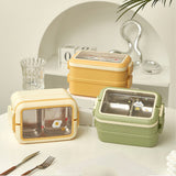 Stainless Steel Insulated Lunch Box Multiple Compartments Fashionable Safe Stainless Steel Bento Box for Students Kids Cream