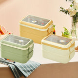 Stainless Steel Insulated Lunch Box Multiple Compartments Fashionable Safe Stainless Steel Bento Box for Students Kids Cream