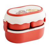 Lunch Box 2 Tier 3 Compartment Large Capacity Microwavable Cute Portable Bento Lunch Box Red