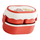 Lunch Box 2 Tier 3 Compartment Large Capacity Microwavable Cute Portable Bento Lunch Box Red