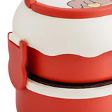 Lunch Box 2 Tier 3 Compartment Large Capacity Microwavable Cute Portable Bento Lunch Box Red - Close-Up Angle