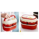 Lunch Box 2 Tier 3 Compartment Large Capacity Microwavable Cute Portable Bento Lunch Box Red - Extra Image