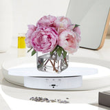 Electric Rotating Turntable 2 in 1 Smart Remote Control Jewelry Display Tray Live Streaming Ornaments Display Stand 5V White