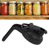 Wide Mouth Mason Jar Pour Spout Lid Leak Proof Mason Jar Flip Cap Lid with Handle Black - Extra Image