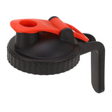 Wide Mouth Mason Jar Pour Spout Lid Leak Proof Mason Jar Flip Cap Lid with Handle Black Red - Side View