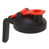 Wide Mouth Mason Jar Pour Spout Lid Leak Proof Mason Jar Flip Cap Lid with Handle Black Red - Top-Down View