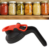 Wide Mouth Mason Jar Pour Spout Lid Leak Proof Mason Jar Flip Cap Lid with Handle Black Red - Extra Image