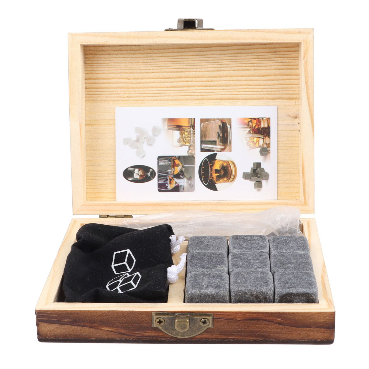 Whiskey Stone Black Multifunctional Portable Chilling Cooler Rocks with Tweezers Storage Box For Drinking Gift