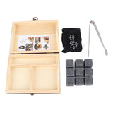 Whiskey Stone Black Multifunctional Portable Chilling Cooler Rocks with Tweezers Storage Box For Drinking Gift - Rear View