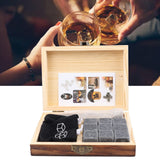 Whiskey Stone Black Multifunctional Portable Chilling Cooler Rocks with Tweezers Storage Box For Drinking Gift
