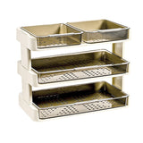 Kitchen Countertop Organizer Plastic Detachable Multifunctional Kitchen Storage Shelf Food Rack for Bedroom Bathroom Desktop Cream White 3 Tier - Side View