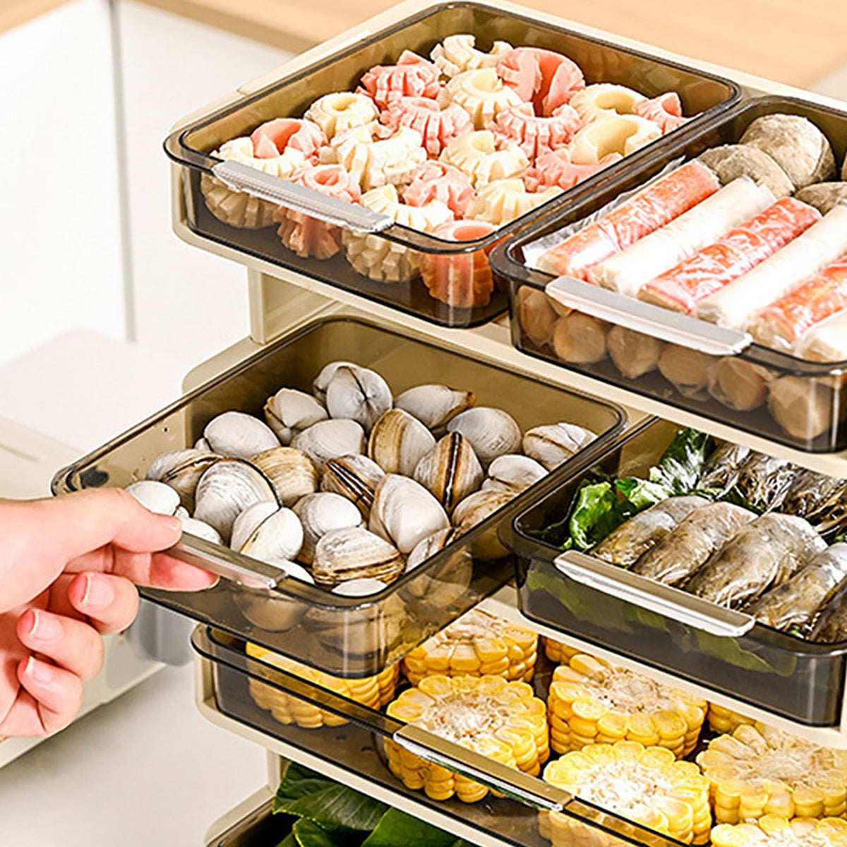 Kitchen Countertop Organizer Plastic Detachable Multifunctional Kitchen Storage Shelf Food Rack for Bedroom Bathroom Desktop Cream White 3 Tier