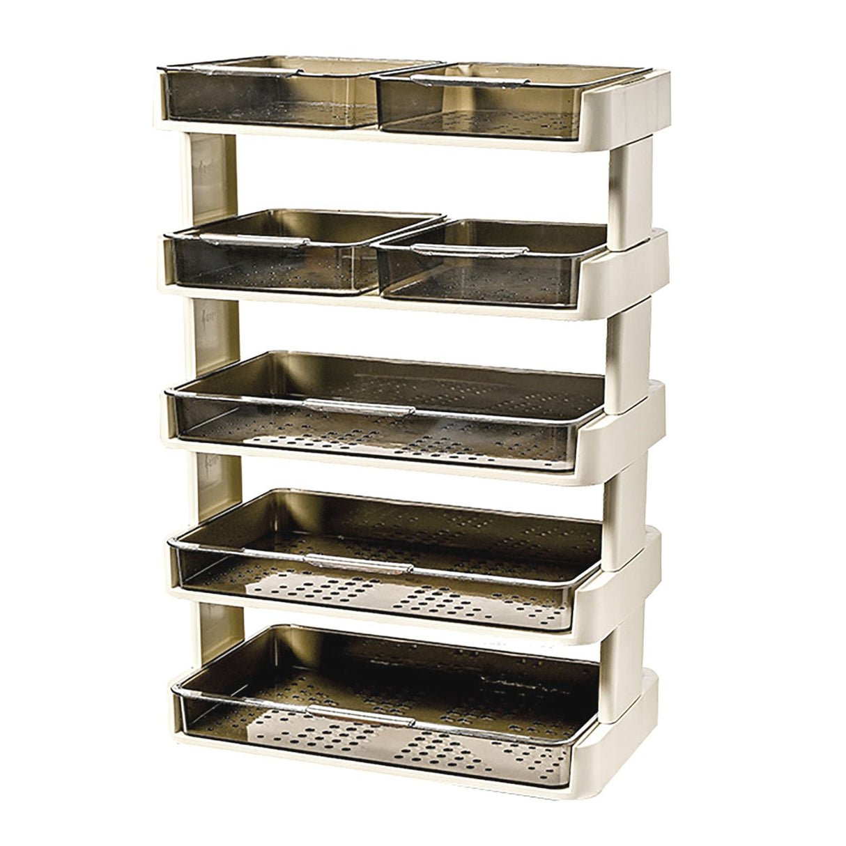 Kitchen Countertop Organizer Plastic Detachable Multifunctional Kitchen Storage Shelf Food Rack for Bedroom Bathroom Desktop Cream White 5 Tier