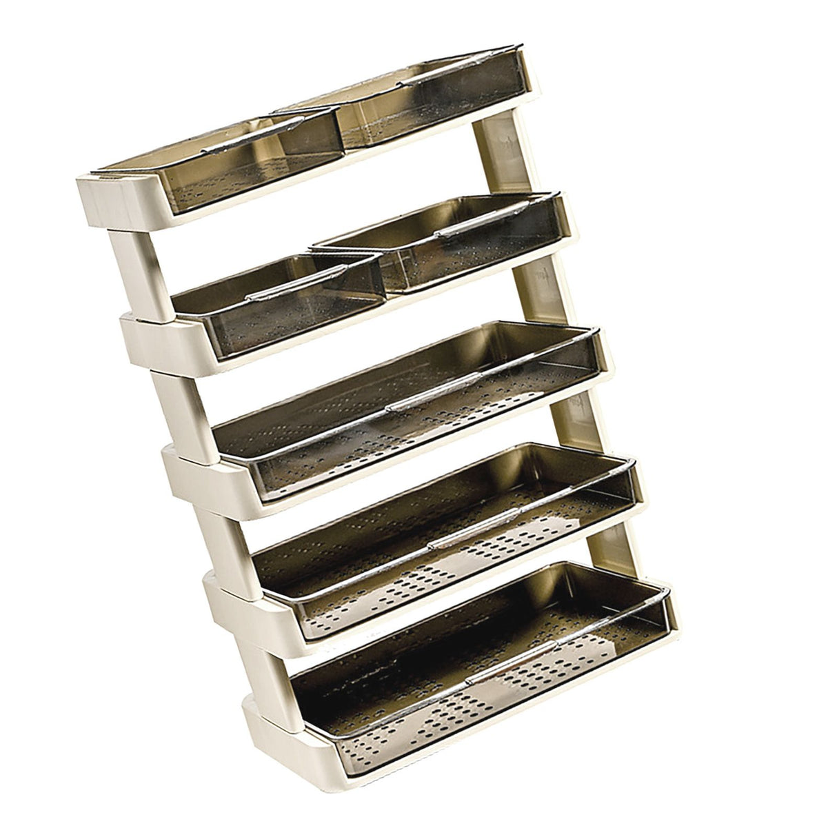Kitchen Countertop Organizer Plastic Detachable Multifunctional Kitchen Storage Shelf Food Rack for Bedroom Bathroom Desktop Cream White 5 Tier