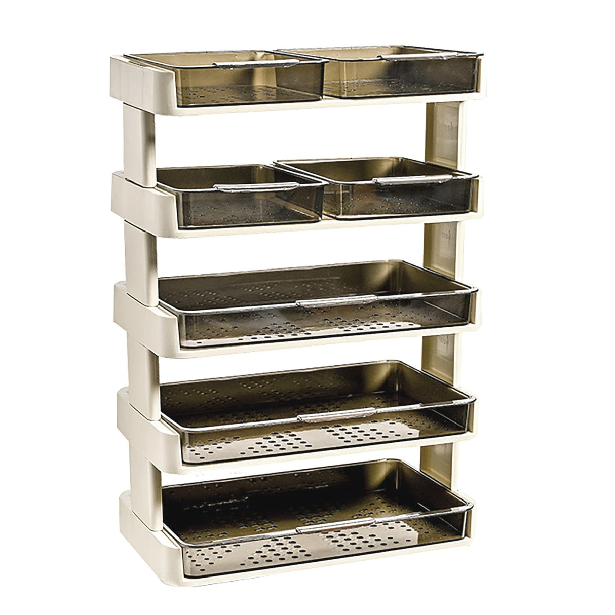 Kitchen Countertop Organizer Plastic Detachable Multifunctional Kitchen Storage Shelf Food Rack for Bedroom Bathroom Desktop Cream White 5 Tier