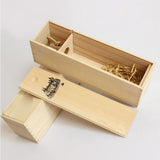 Single Bottle Wooden Wine Box with Lid Decorative Wood Grain Reusable Wine Storage Box - 45-Degree Angle
