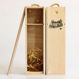 Single Bottle Wooden Wine Box with Lid Decorative Wood Grain Reusable Wine Storage Box