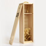 Single Bottle Wooden Wine Box with Lid Decorative Wood Grain Reusable Wine Storage Box - Extra Image