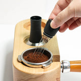 Coffee Tamper Stirrer Kit Distribution Tool Set 2 in 1 Hand Presser for Home Black 58mm