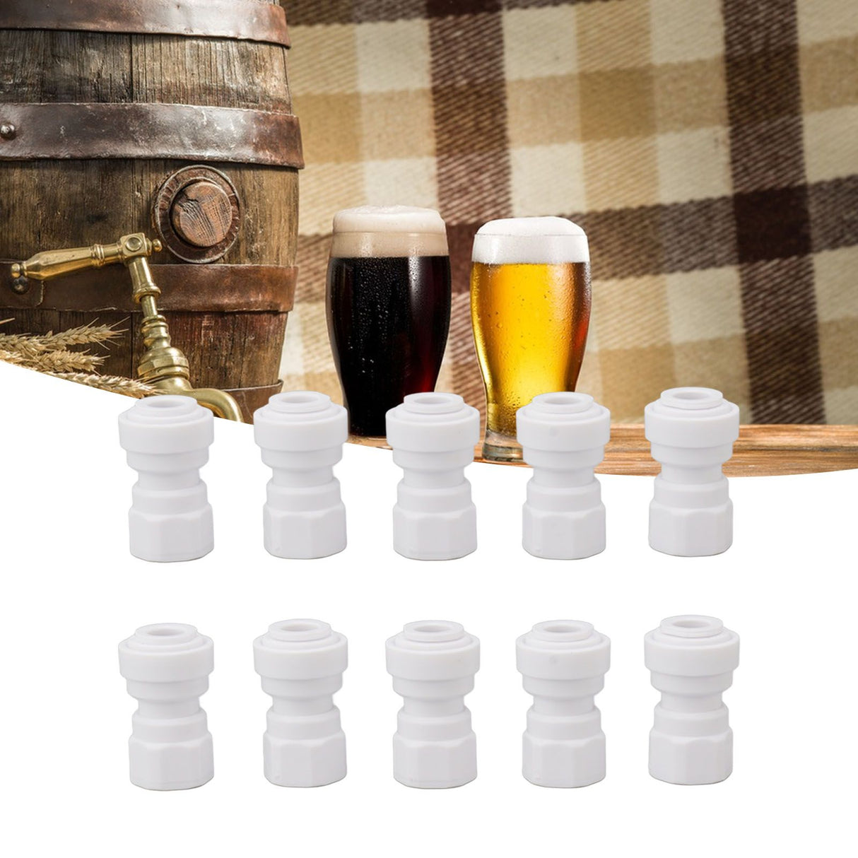 10 Pcs Plastic Quick Connect Fittings Multifunctional Plastic Quick Pipe Fitting for Home Winery Beer Brewing 3/8